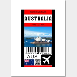 Australia first class boarding pass Posters and Art